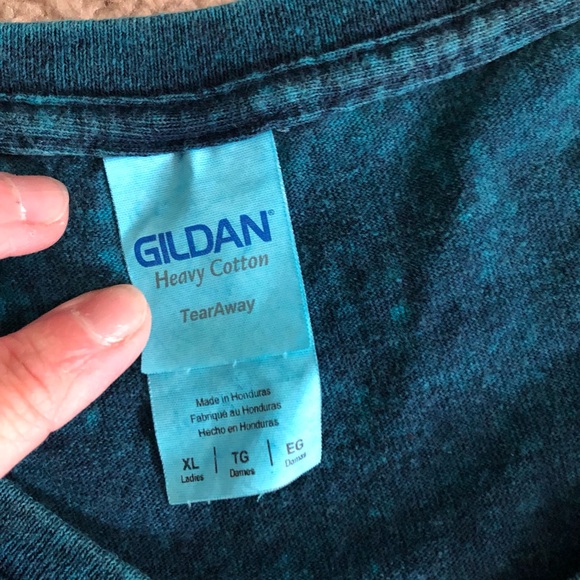 Moab Utah Women’s XL Blue Hibiscus Dyed Short sleeve shirt flowers - Picture 3 of 5